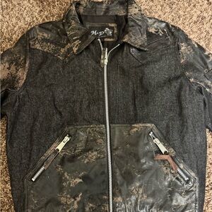 Men's Black and Brown Bomber denim/ leather Jacket
Ptp 23 L 23